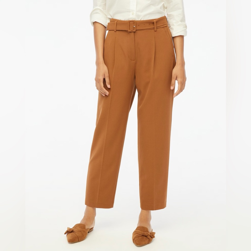 J Crew Factory Belted Straight-Leg Trouser Pant Size 22 in Vintage Brandy
